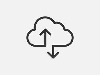 Poster - Technology icon vector cloud computing connection. Big data global server. Line design symbol.