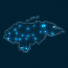 Poster - honduras network map. abstract geometric map of the country. digital connections and telecommunicati