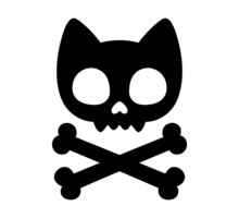 Cartoon Cat Skull And Crossbones