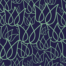 Vector Blue Lotus Seamless Pattern Background. Perfect For Fabric, Scrapbooking, Wallpaper Projects.