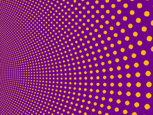 Concentric Circles Of Yellow Dots On A Purple Background.