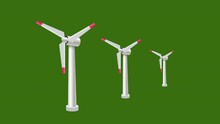 Three Wind Powers Motion Animation. 4K Video.green Background