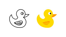 Toy Duck Icon Special Collection Colorful Icon Set. Upload The Yellow Duck Vector. Design Element Colored Flat Icon And Linear Symbol. Editable Linear Icon Set.