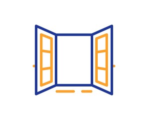 Aufkleber - Open door line icon. Entrance doorway sign. Building exit symbol. Colorful thin line outline concept. Linear style open door icon. Editable stroke. Vector