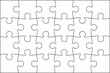 Puzzle pieces. Jigsaw outline grid. Simple background with 4x6 shapes. Thinking mosaic game. Laser cut frame. Vector illustration.
