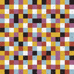 Fototapete - The tiles are pastel colors, grainy effect creates texture. Avant-garde abstract tile decor. Vector noisy squares like pixels.