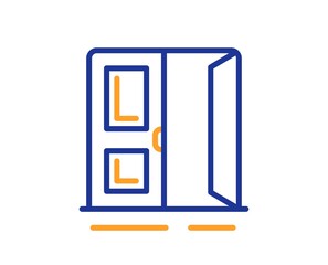 Aufkleber - Open door line icon. Entrance doorway sign. Building exit symbol. Colorful thin line outline concept. Linear style open door icon. Editable stroke. Vector