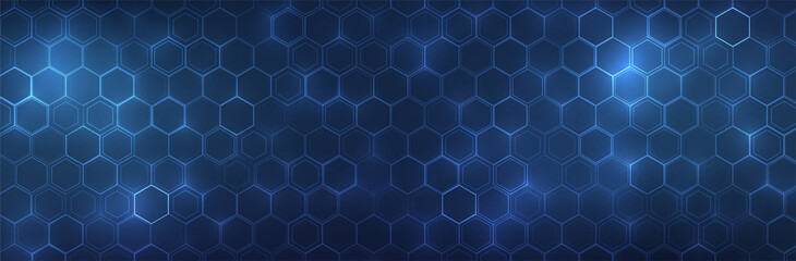 Wall Mural - Futuristic background. Hexagon pattern. Tech shape. Chemistry banner template. Organic formula style. Corporate presentation backdrop. Stock vector illustration