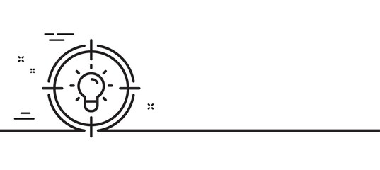 Poster - Idea line icon. Light bulb or Lamp in target sign. Creativity, Solution or Thinking symbol. Minimal line illustration background. Idea line icon pattern banner. White web template concept. Vector