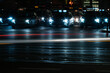 Cars in the Busy Streets of a Big City at Night