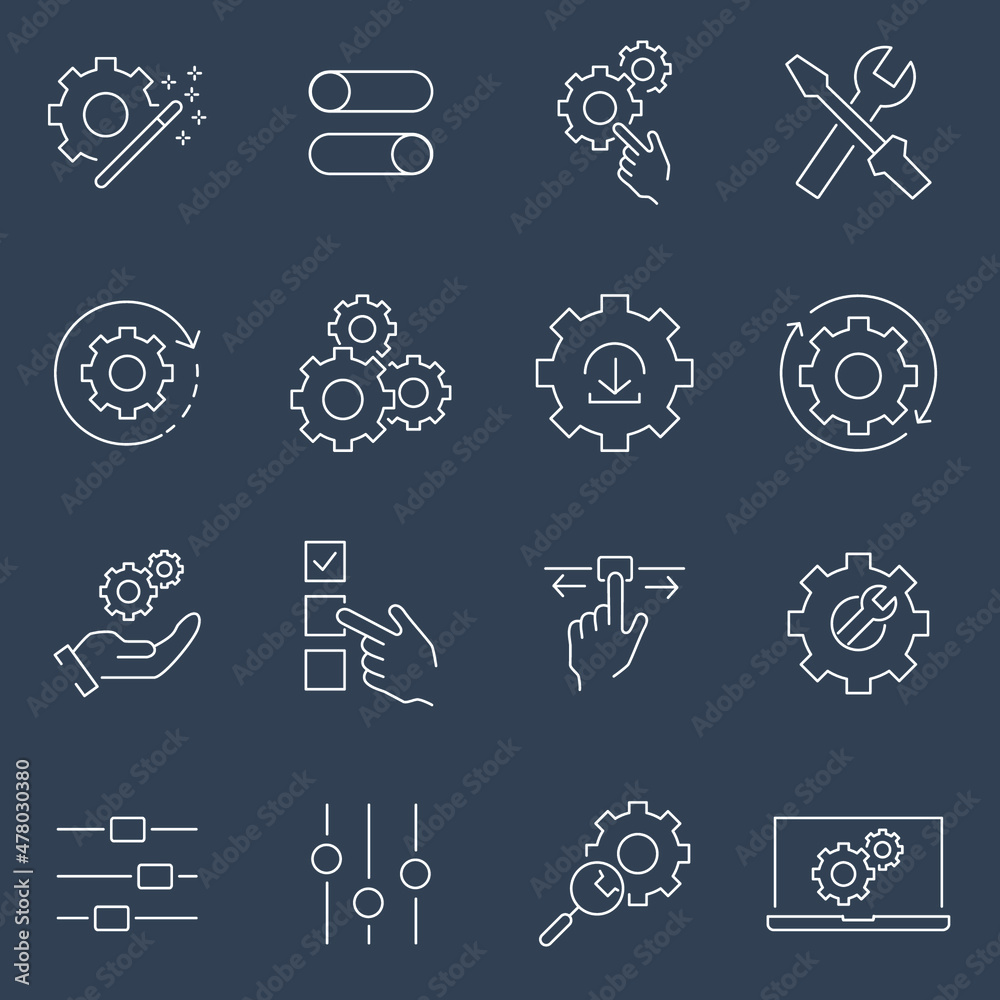 Auto Setup Icon Setup and Setting icons set . Setup and Setting pack symbol vector ...