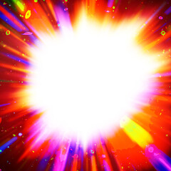 Wall Mural - colourful starburst explosion border with white copyspace centre. the elements of this image furnish