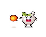 Fototapeta Dinusie - cute herbal bowl mascot is shooting fire power