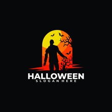 Halloween Logo Design Vector Template