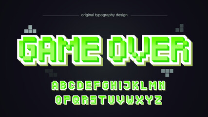Wall Mural - green and white 3d pixel games sports typography