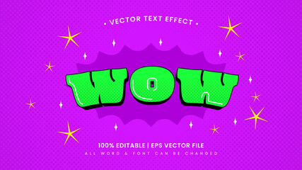 Fototapete - Wow Cartoon Retro 3d Editable Text Style Effect