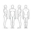 © Yanka - Body Man diagram Contour silhouette of a man standing Front side back