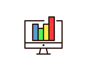Fototapete - Graph flat icon. Thin line signs for design logo, visit card, etc. Single high-quality outline symbol for web design or mobile app. Graph outline pictogram.