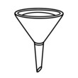 © shamanistik_art - Kitchen funnel vector icon. Hand-drawn illustration isolated on white background. Culinary tool for filtering liquids, pouring drinks. Simple sketch, black cutlery outline.
