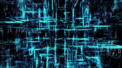 Poster - Rays of light passing through cyberspace. Communication network concept.