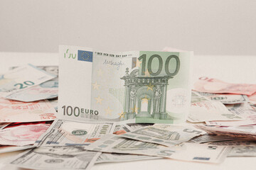 Wall Mural - European currency money, euro banknotes