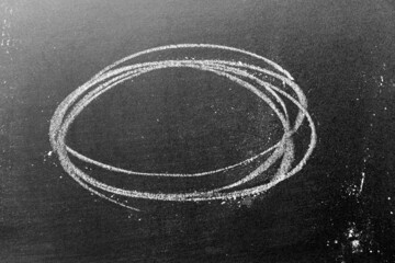Wall Mural - White chalk hand drawing as circle shape on black board background