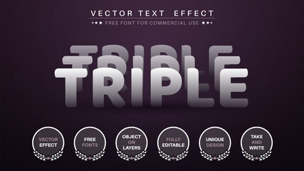 Wall Mural - Tripple Sticker - Editable Text Effect, Font Style