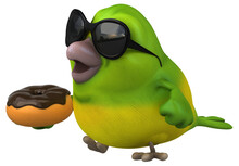Fun Green Bird - 3D Illustration