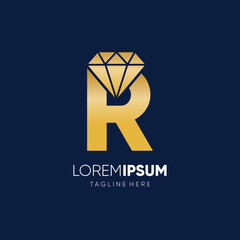 Wall Mural - Letter R Diamond Logo Design Vector Icon Graphic Emblem Illustration