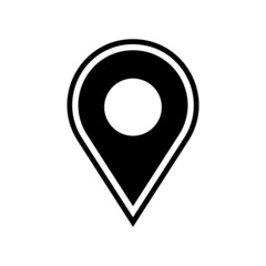Poster - Pin icon on black map. Vectors.