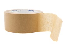 A Roll Of Brown Paper Packaging Sticky Tape On A White Background