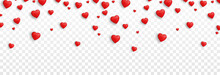 Vector Realistic Hearts Png. Hearts On An Isolated Transparent Background. Hearts Falling From The Sky Png. Holiday, Valentine's Day.