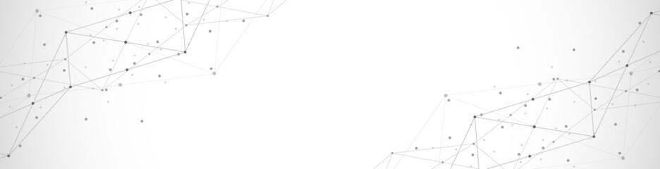 Website header or banner design with abstract polygonal background and connecting dots and lines