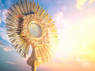 Wall Mural - Jesus Christ in the monstrance present in the Sacrament of the Eucharist