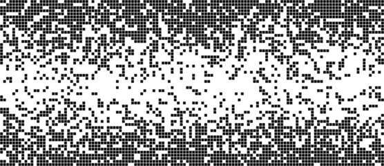 Poster - Pixel background. Black and white gradient of squares. Halftone of squares. Abstract mosaic geometric background. Vector illustration.