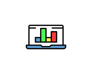 Fototapete - Line Graph computer icon isolated on white background. Outline symbol for website design, mobile Graph computer, ui. Arm pictogram. Vector illustration, editorial stroсk. 