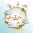 happy republic day India with flying kites. vector illustration design