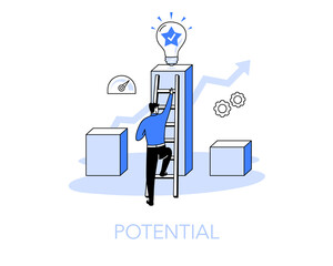Aufkleber - Illustration of a potential symbol with a person climbing on a ladder. Easy to use for your website or presentation.
