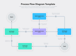 Fototapete - Simple modern template for process flow diagram. Flat design, easy to use for your website or presentation.
