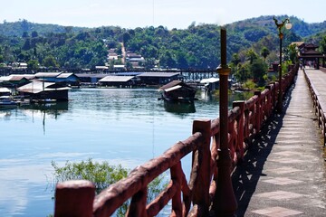 Poster - wooden bridge over the river