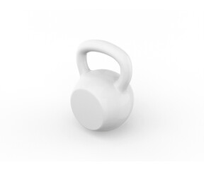 Poster - White kettlebell on a white background. Minimalistic design object. 3d rendering.