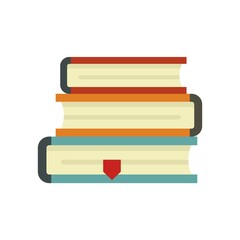Fototapete - Library book stack icon flat isolated vector
