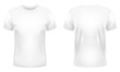 Blank white t-shirt template. Front and back views. Vector illustration.