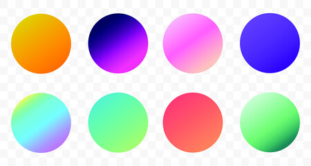 Poster - Set of round Vector Gradient. Multicolor Sphere. Modern abstract background texture. Template for design. Isolated objects
