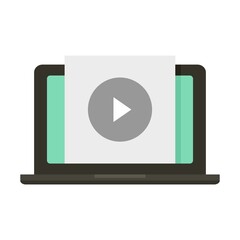 Poster - Laptop screen recording icon flat isolated vector