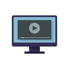 Poster - monitor screen recording icon flat isolated vector