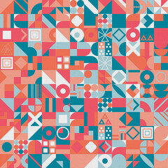 Aufkleber - Colorful mosaic covers design. Minimal geometric pattern background