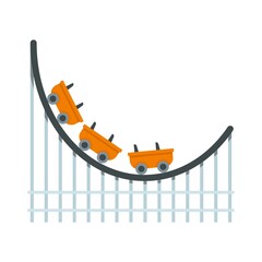 Wall Mural - Scary roller coaster icon flat isolated vector