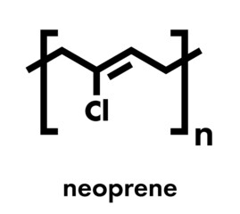 Sticker - Neoprene (polychloroprene) synthetic rubber, chemical structure. Skeletal formula.