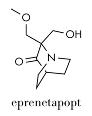 Sticker - Eprenetapopt cancer drug molecule. Skeletal formula.